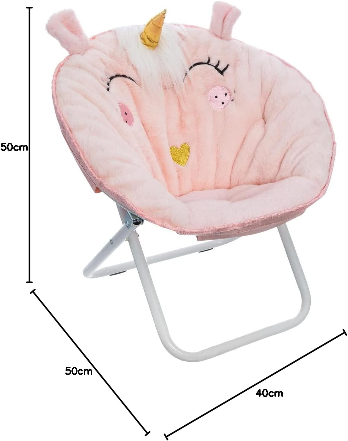 Atmosphera Children's Unicorn Chair in Light Pink Fabric H 50 cm