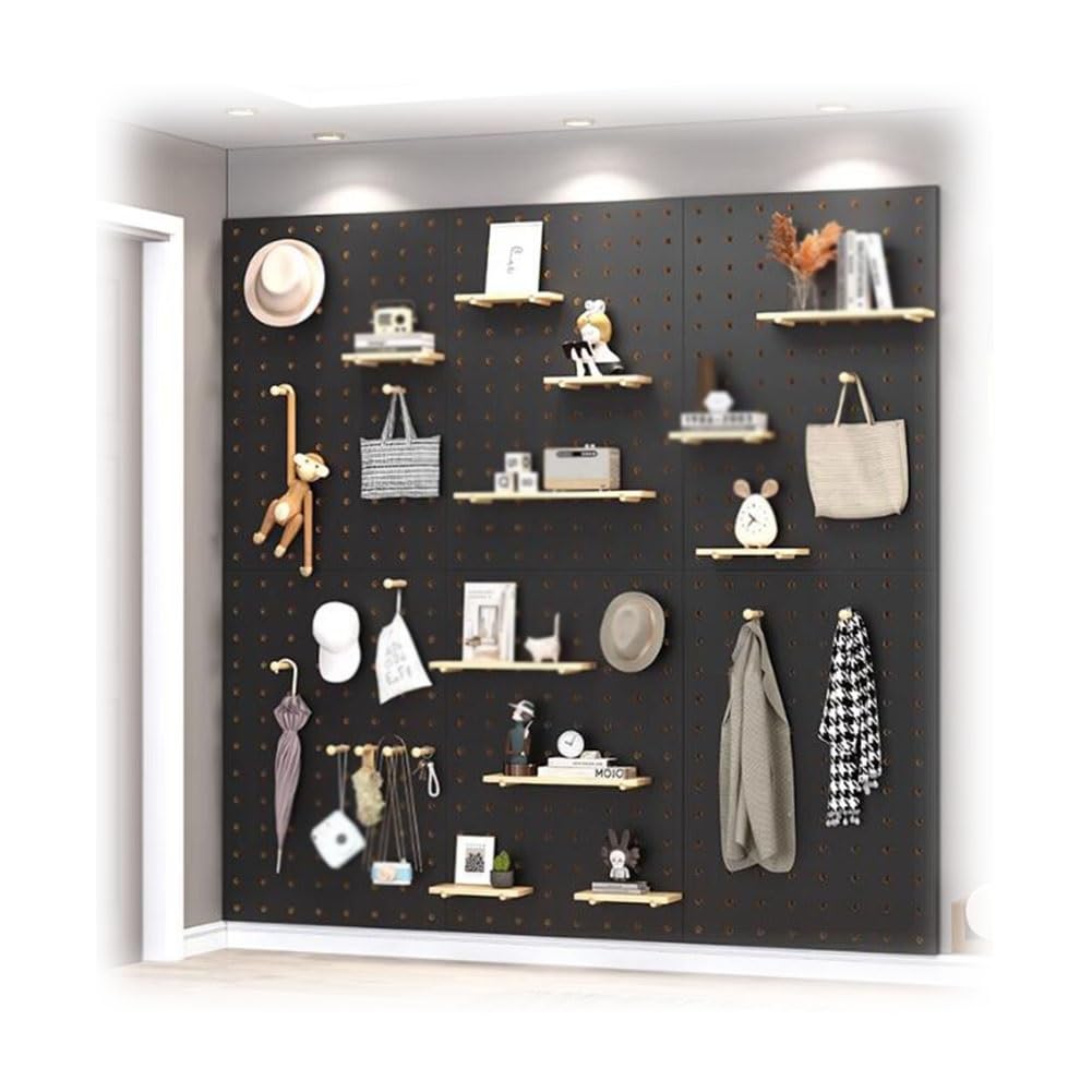 Panneaux muraux perforés bois noir pour décoration maison et bureau moderne