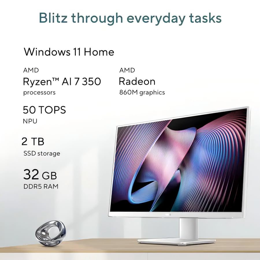 Image of ASUS All in One Desktop Computer 27 Inch Touchscreen, AMD Ryzen AI 7 350, 32 GB 5600MHz DDR5, 2 TB SSD, AMD Radeon 860M, 27-Inches FHD, Wi-Fi 6, Copilot+ PC, Windows 11 Pro, W /Headset and Mouse Combo