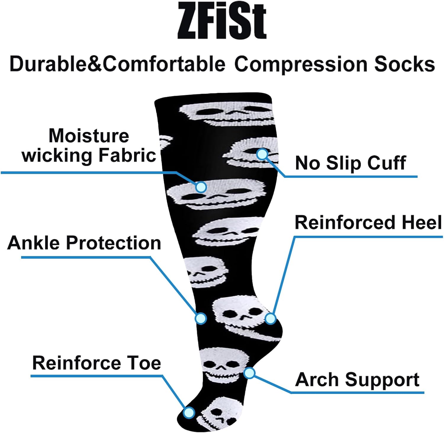 ZFiSt Plus Size Compression Socks Wide Calf for Women Men,Sport Compression Stocking Nurse Socks - Image 5