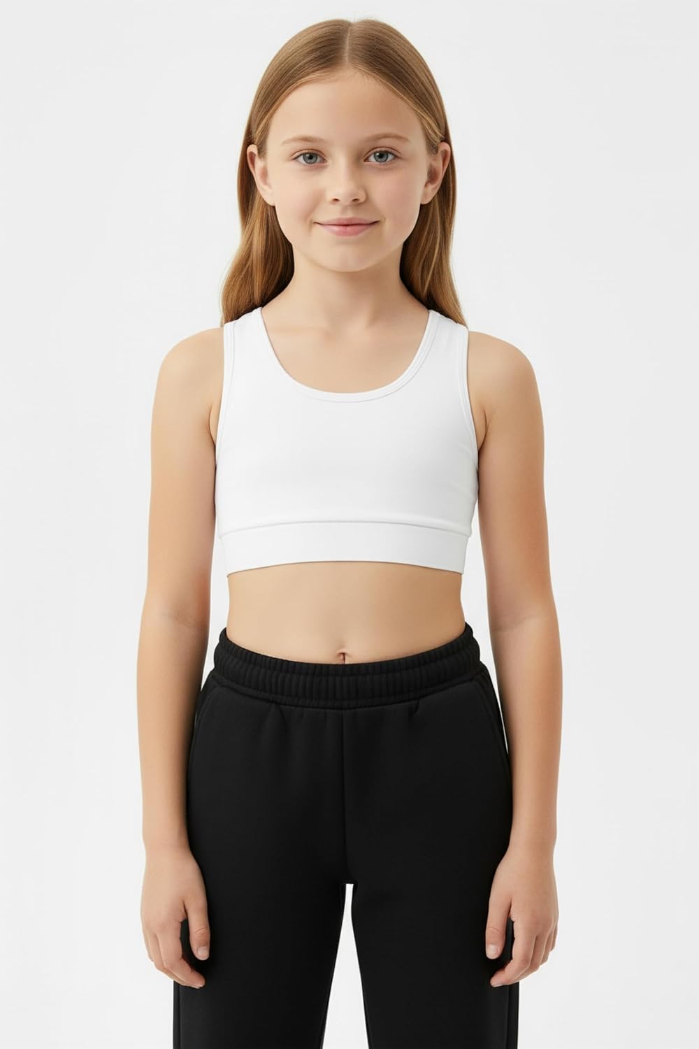 Kurve Girl’s Seamless Strappy Back Stretchy Crop Undershirt Bra, Made in USA - Image 4