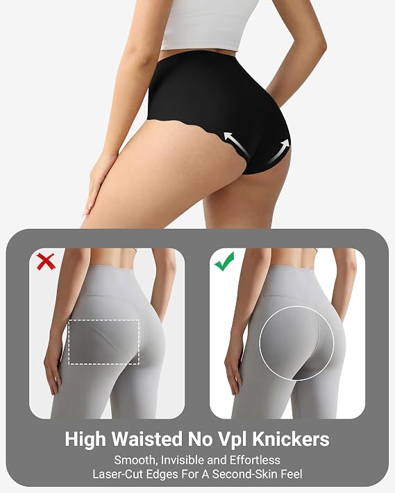 Seamless Knickers for Women, Breathable High Waisted Underwear 6 Pack