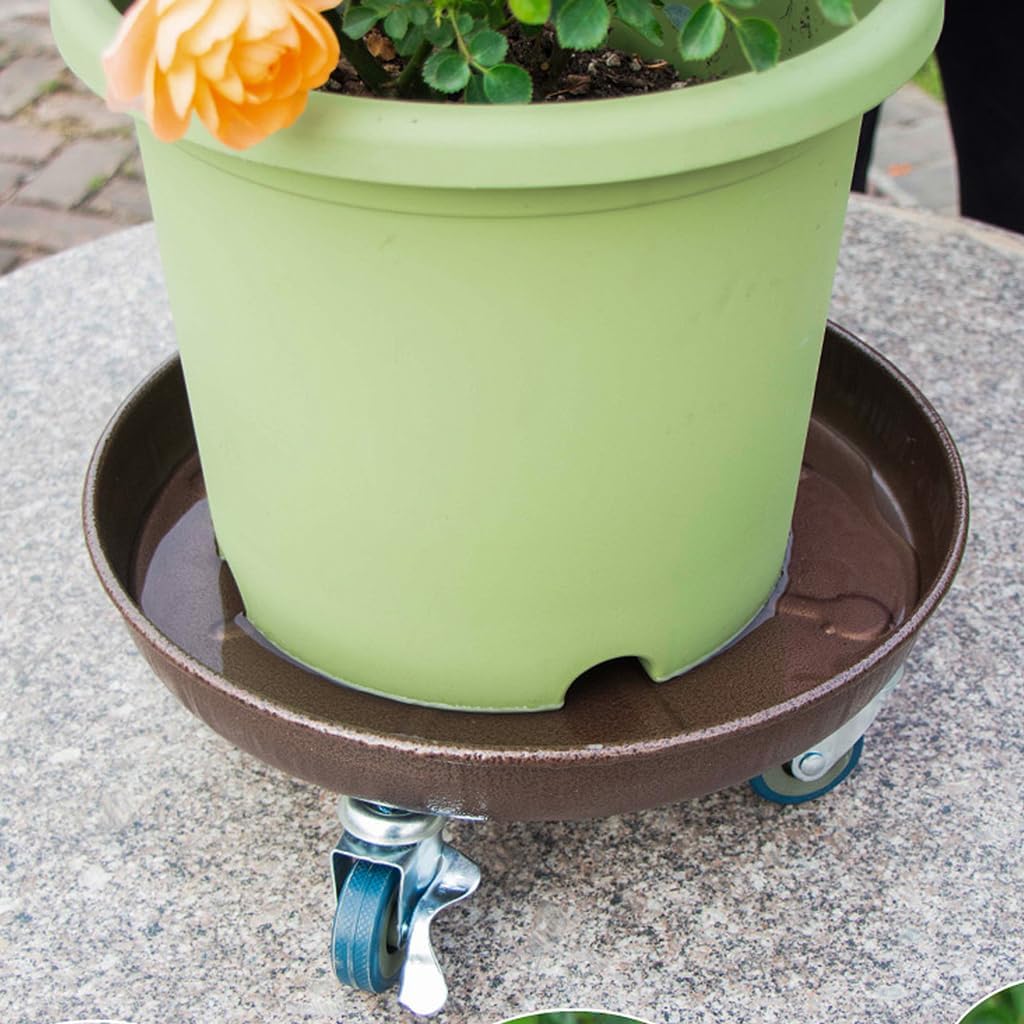 12" Heavy Duty Plant Dolly with Wheels, 200lbs Metal Rolling Plant Stand with Casters, Round Wheeled Planter Caddy Roller Base Carry Potted Tree Flower Pot for Indoor Outdoor Garden, 2 Pack, Bronze