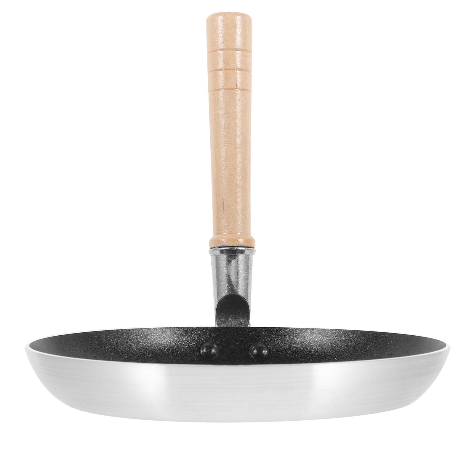 Padella per Uova e Frittate Manico Pratico in Legno, Fondo Antiaderente da 19 CM, Compatta e Resistente, per Uso Quotidiano in Cucina