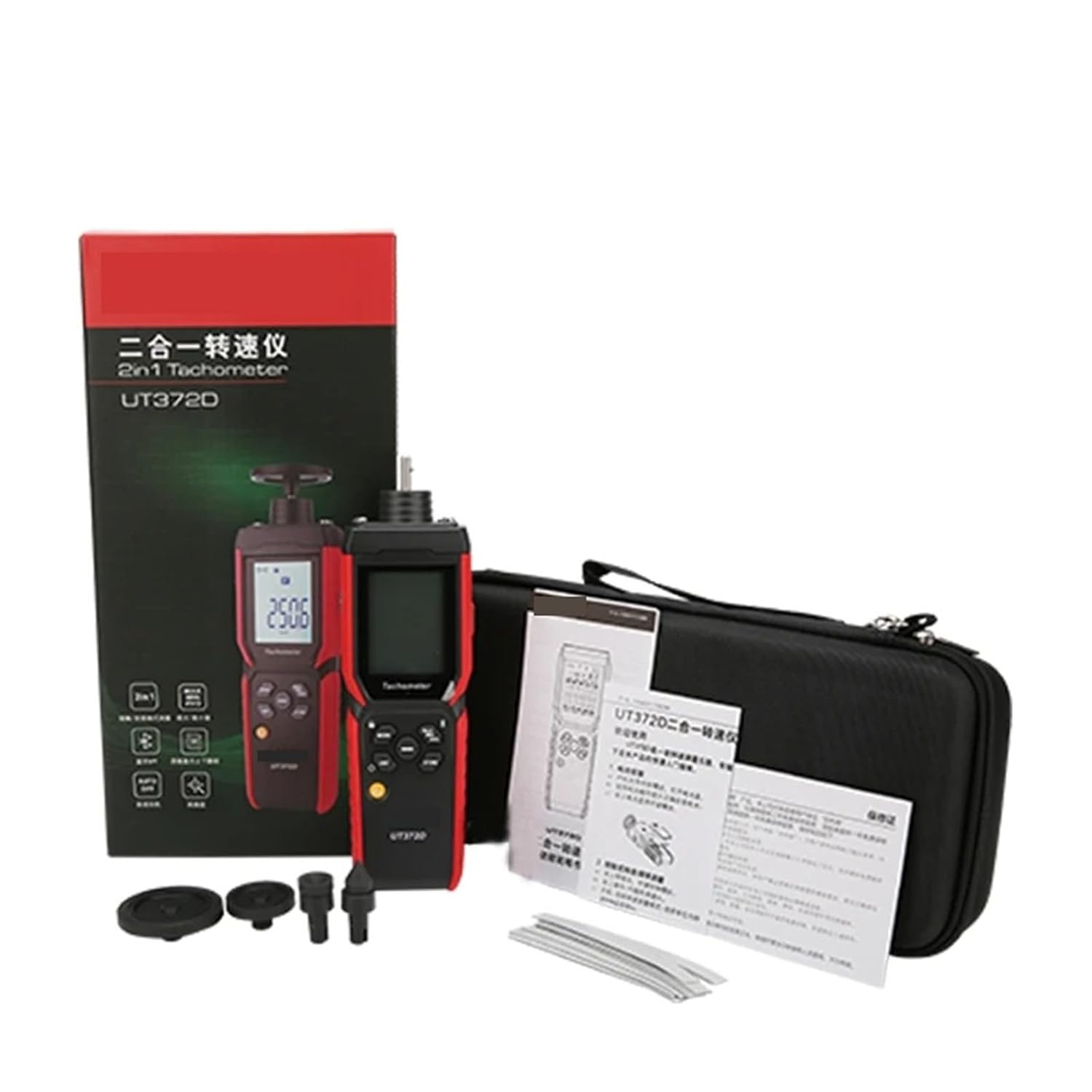 UT372D Tachometer Universal 2 in 1 Digital RPM Meter Contact & Non-Contact Gauge Professional Rotational Speed Meter
