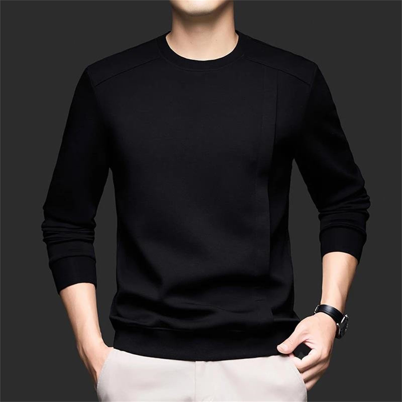 Sudadera de cuello redondo para hombre, casual, manga larga, cómoda, básica, para uso diario