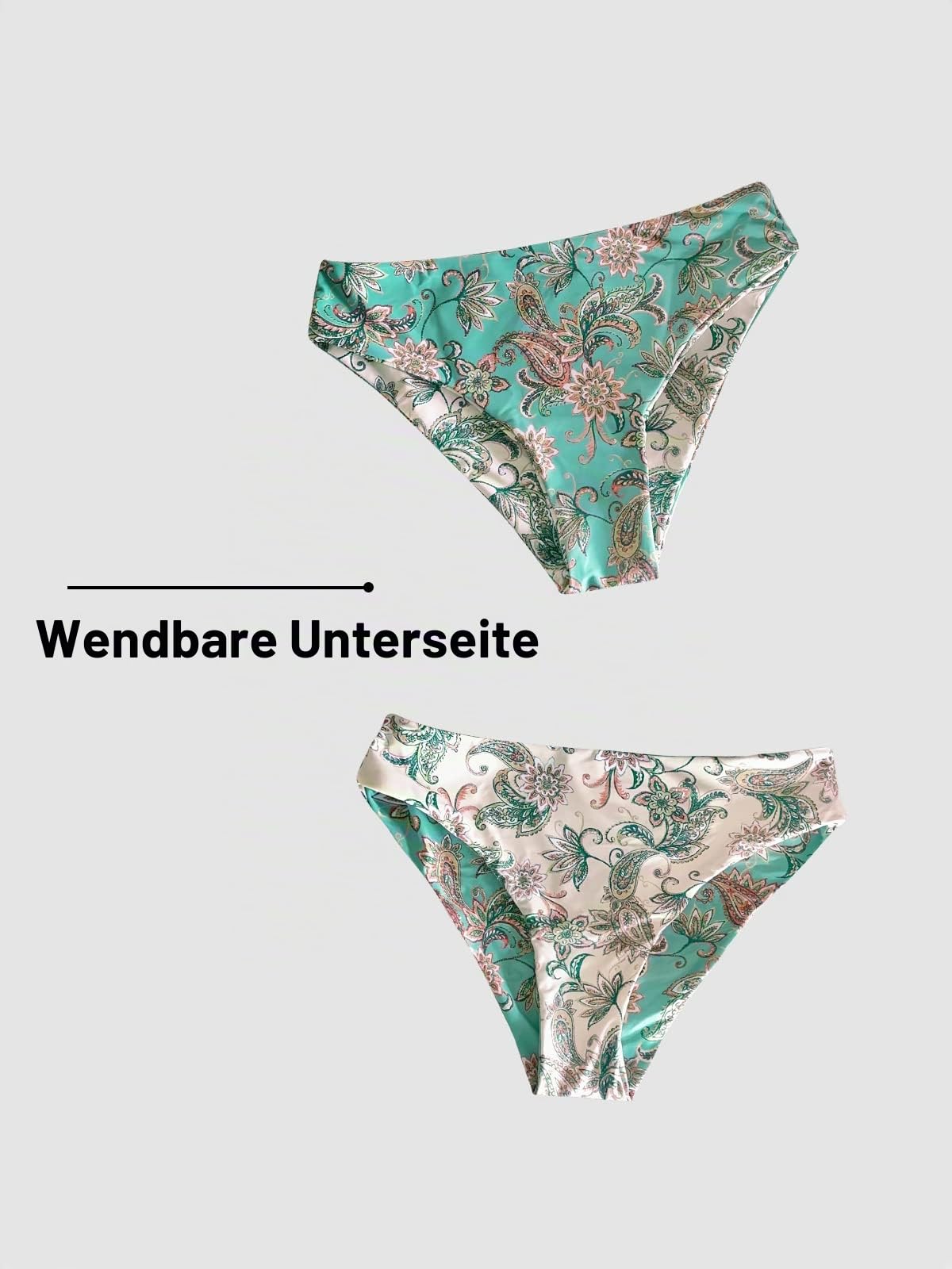CUPSHE Bikini Damen Set V Ausschnitt Mid Waist Wendehose Swimsuit | Schnürung,Kombinierbarer Stil, Bequeme Passform, Für Strand und Pool