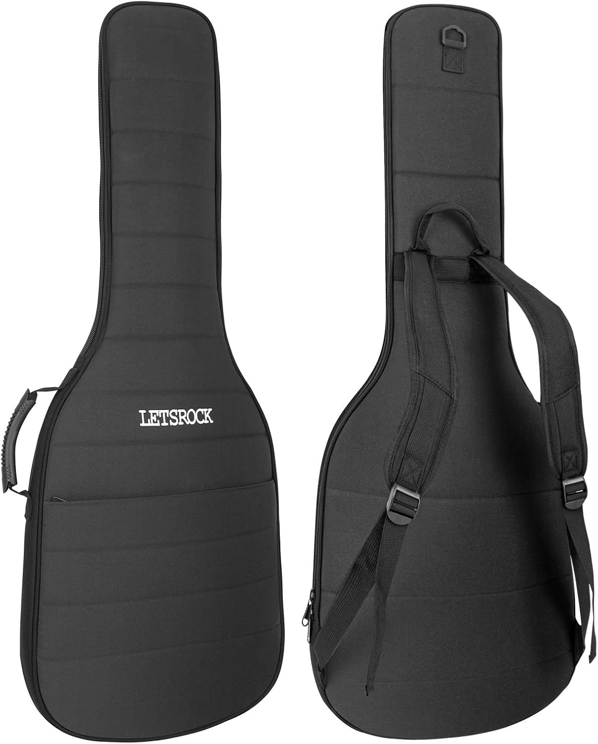 LETSROCK 39 40 Inch Guitar Bag Gig Bag, 0.6 Inch Waterproof Thick Padding Backpack Soft Electric Guitar Case Dual Adjustable Shoulder Strap Pocket & Back Hanger Loop
