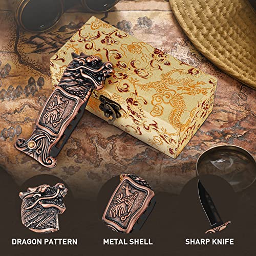 Jet Torch Dragon Lighter with a One-Click Ejection Knife, Windproof Metal Cigar Lighter, Ideal Gifts for Festival, Butane Gas Refillable Cool Lighters for Smoking, Camping Equipment, Self-Defense - Thumbnail 3