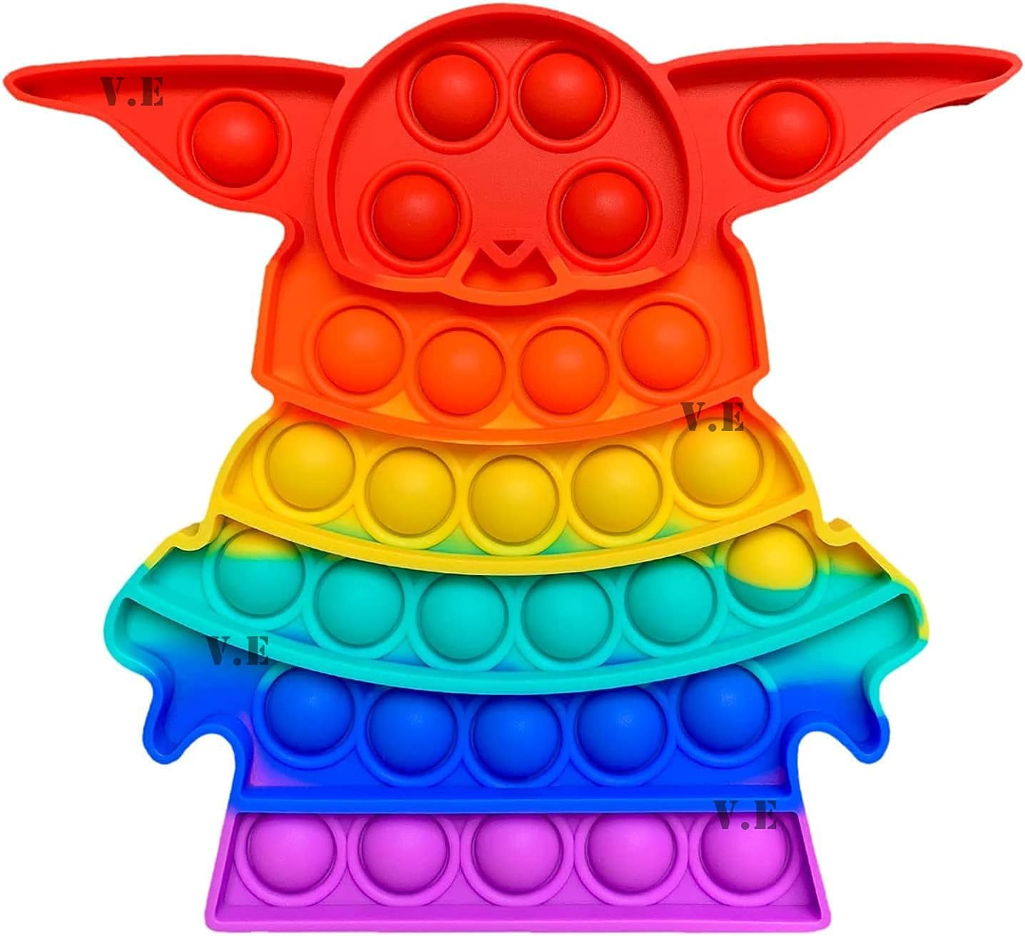 V.E New Baby Yoda Macron Color Push Pop it Bubble Fidget Toy, Pop It Stress Relief and Anti-Anxiety Tools Sensory, Silicon Satisfying Relaxing Toys & Great Gift for Kids Girls Boys Teens and Adults.