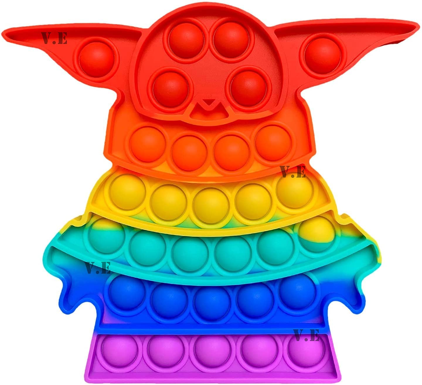 V.E New Baby Yoda Macron Color Push Pop it Bubble Fidget Toy, Pop It Stress Relief and Anti-Anxiety Tools Sensory, Silicon Satisfying Relaxing Toys & Great Gift for Kids Girls Boys Teens and Adults.