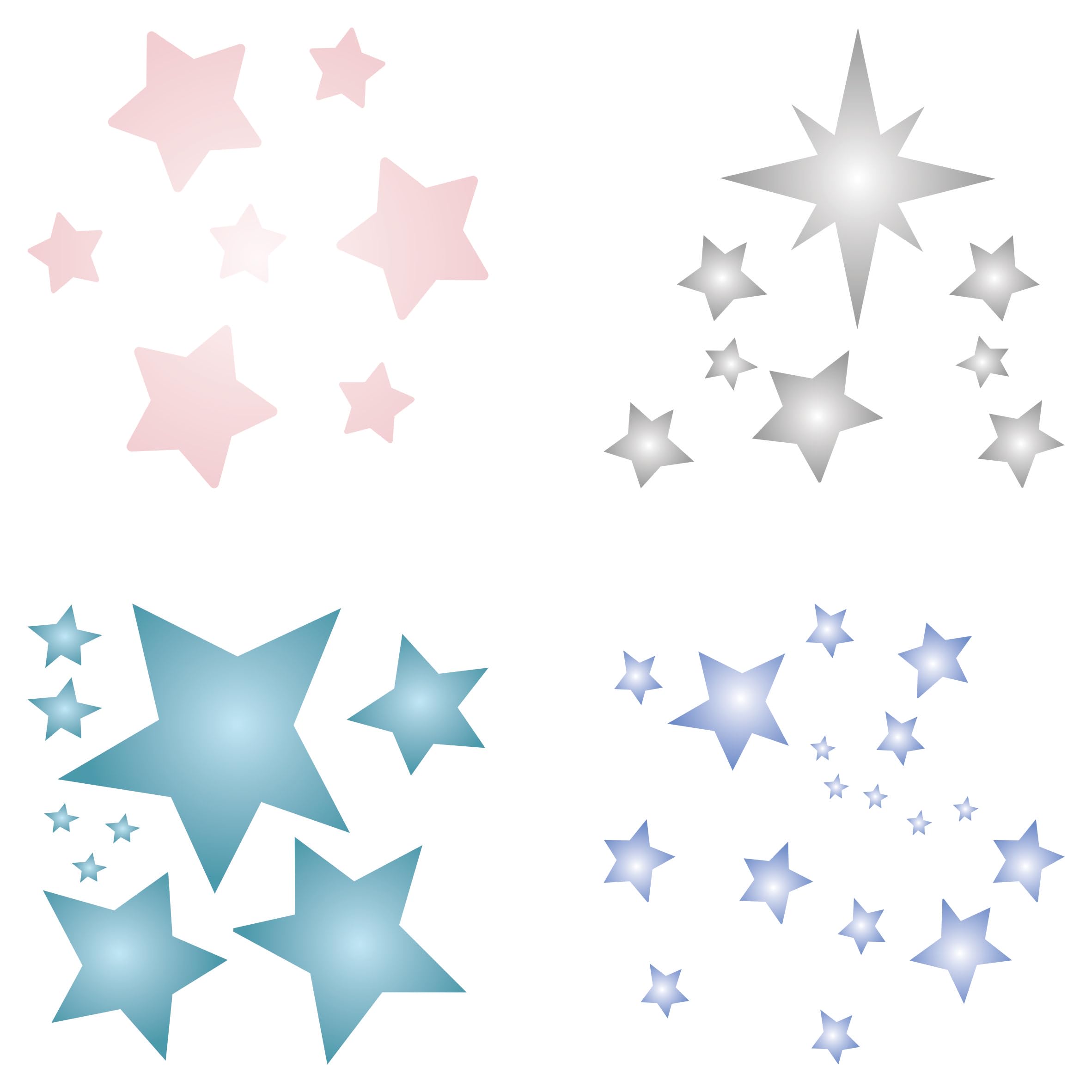 Pochoir étoiles 16,5x16,5 cm réutilisable en Mylar pour décoration murale