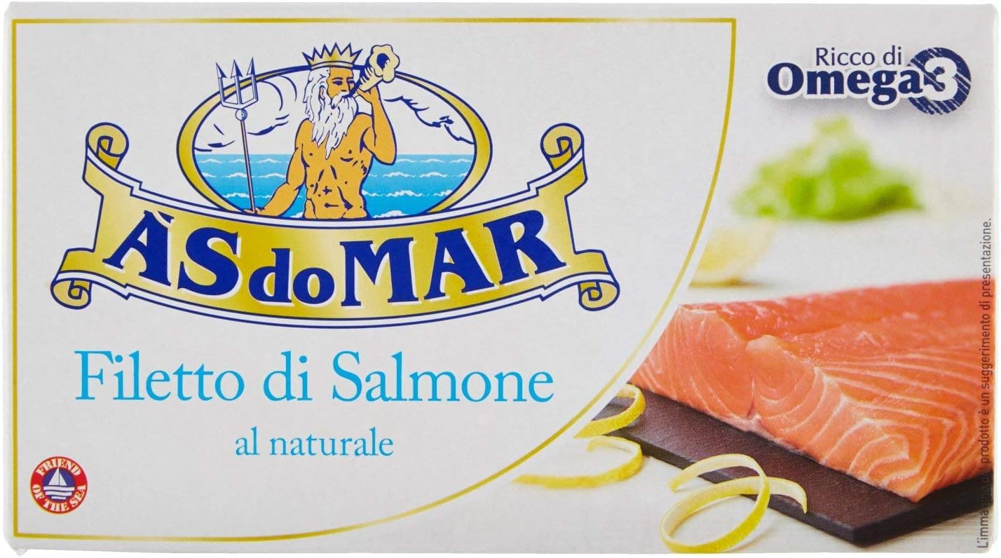 6x AS do MAR Filetto di Salmone al Naurale,Natürliches Lachsfilet,Reich an Omega 3,Dose 150g + Italian Gourmet Polpa di Pomodoro 400g Dose