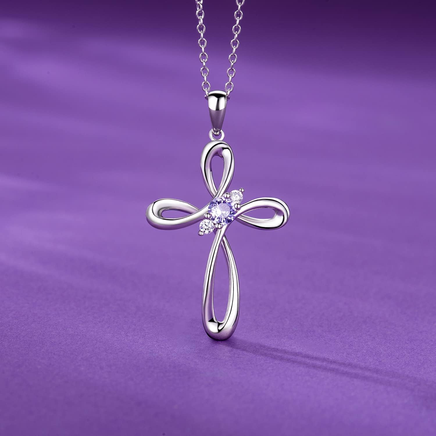 925 Sterling Silver Necklace for Women Cross Necklace Birthstone Necklaces Birthday - Image 6