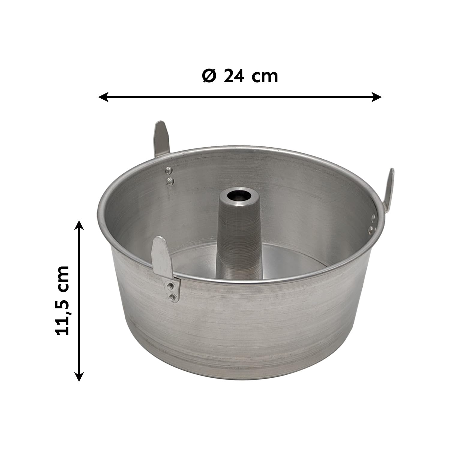 Sicignano | Set 3 Ruoto Americano Ø24 con Piedi Stampo in Alluminio per Ciambellone Chiffon Cake Angel Food Made in Italy