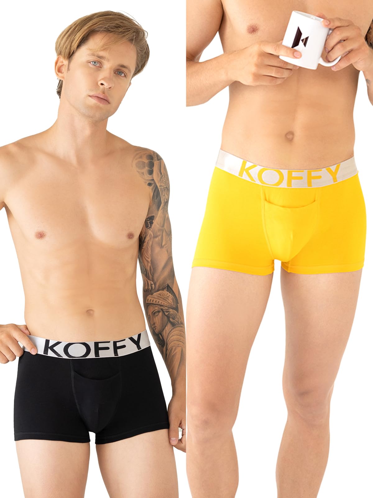 koffy Men's Premium Cotton Lycra Mini Trunk with Minus Cutting Pouch I Silver Metallic Elastic I 4 Way Stretch I Wrinkle Free-picture-22