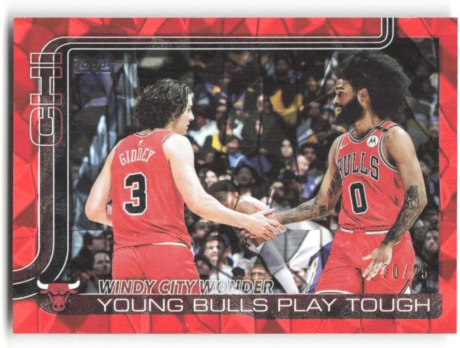 2025-26 Topps Orange Holo Foil #277 Josh Giddey Coby White 20/25 Chicago Bulls NBA Basletball Trading Card