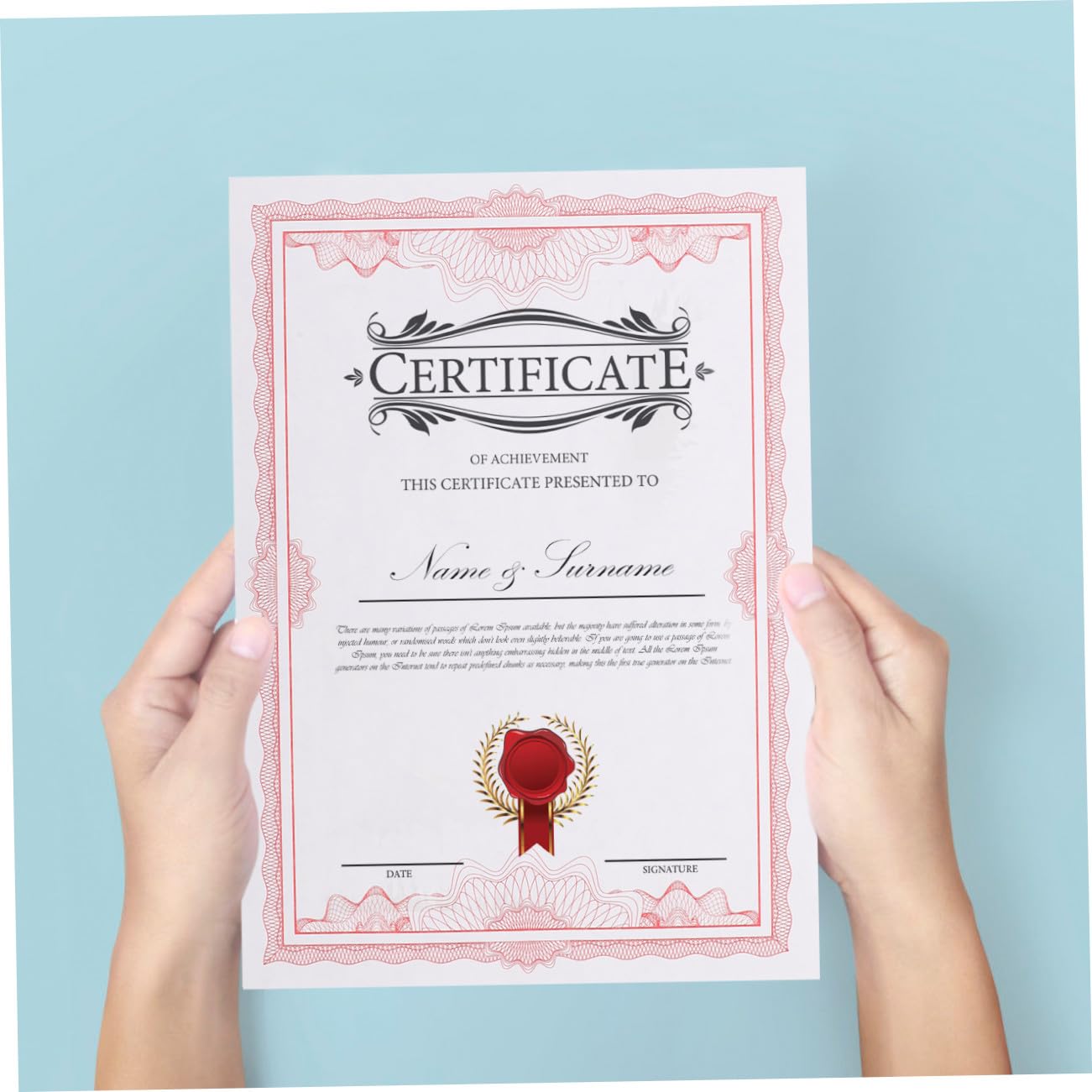 50 Hojas de Papel Rojo Imprimible para Certificados de Reconocimiento y Agradecimiento, Material Suave de 150g Adecuado para Uso en Oficina y Aula Escolar