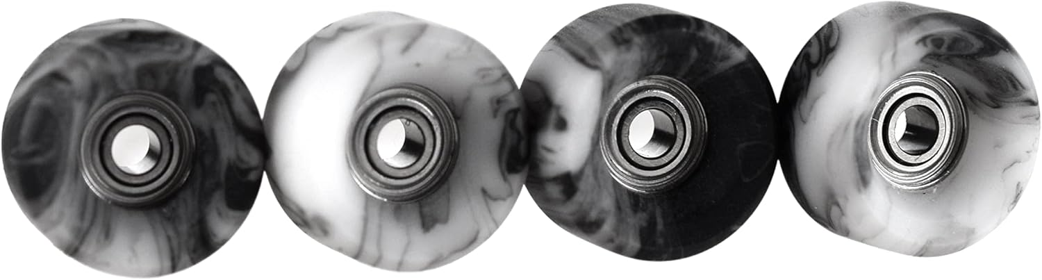 Teak Tuning Apex 61D Urethane Fingerboard Wheels - Slim Bowl Shaped, 7.5mm Diameter - ABEC-9 Stealth Bearings - Made in The USA - Grey & White Swirl Colorway