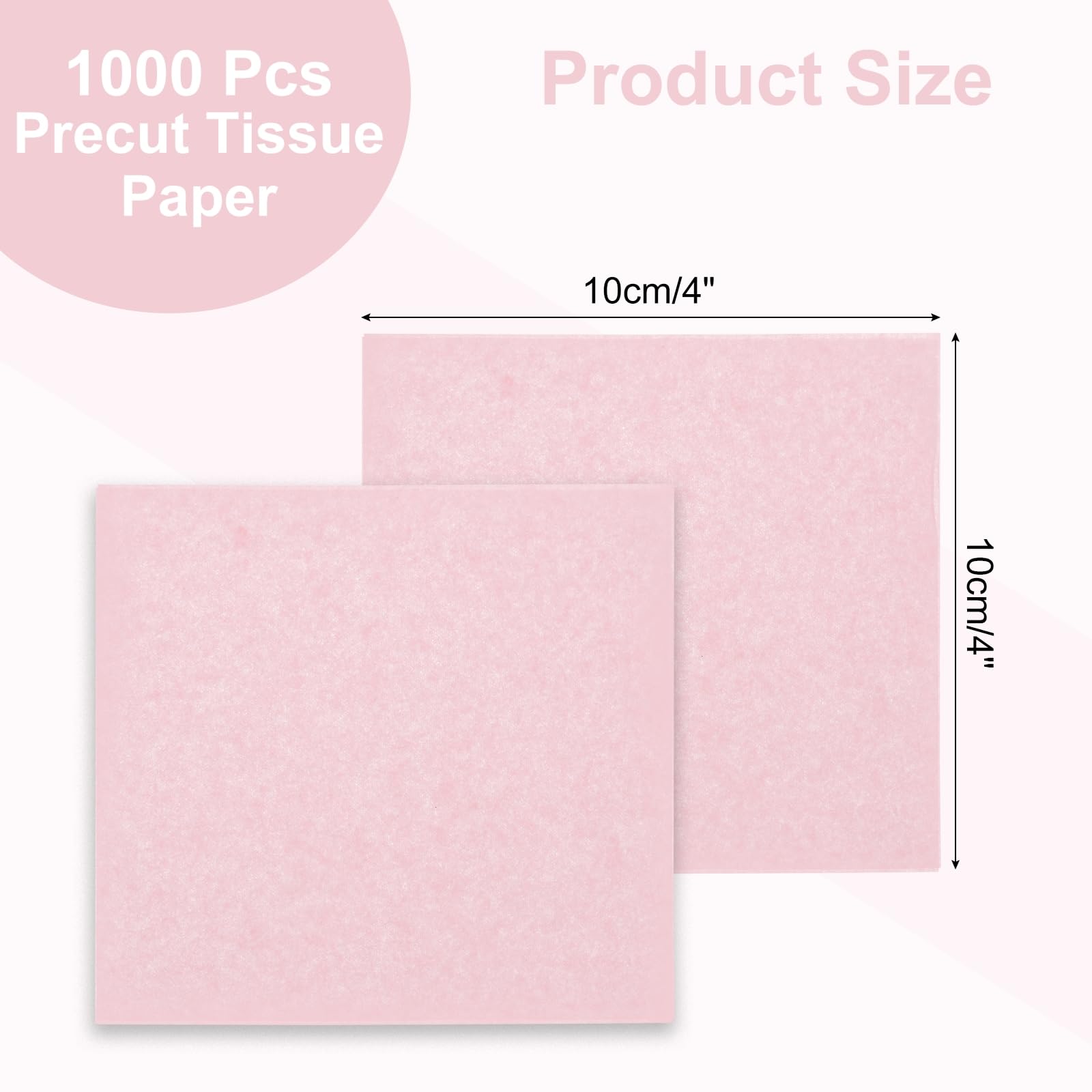 Rebower 1000 Pcs 4 Inch Tissue Paper Squares, Light Pink Tissue Squares Table Confetti Colorful Tissue Paper Bulk, [for DIY Projects, Art Supplies, Scrapbooking,Valentine's Day]