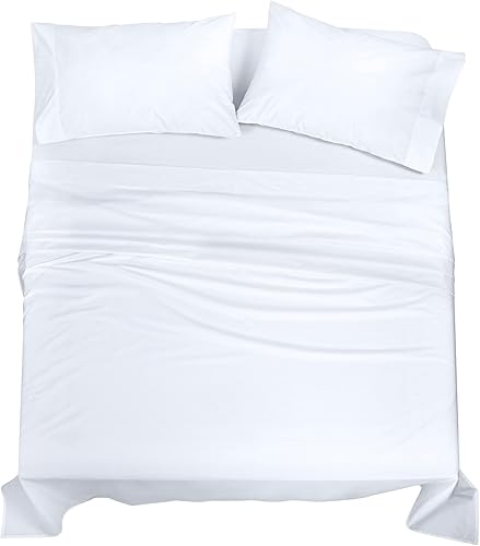 ROYALE LINENS juego de sábanas tamaño king de 100% algodón orgánico - Tejido percal - Juego de 4 piezas - 1 sábana encimera, 1 sábana bajera con