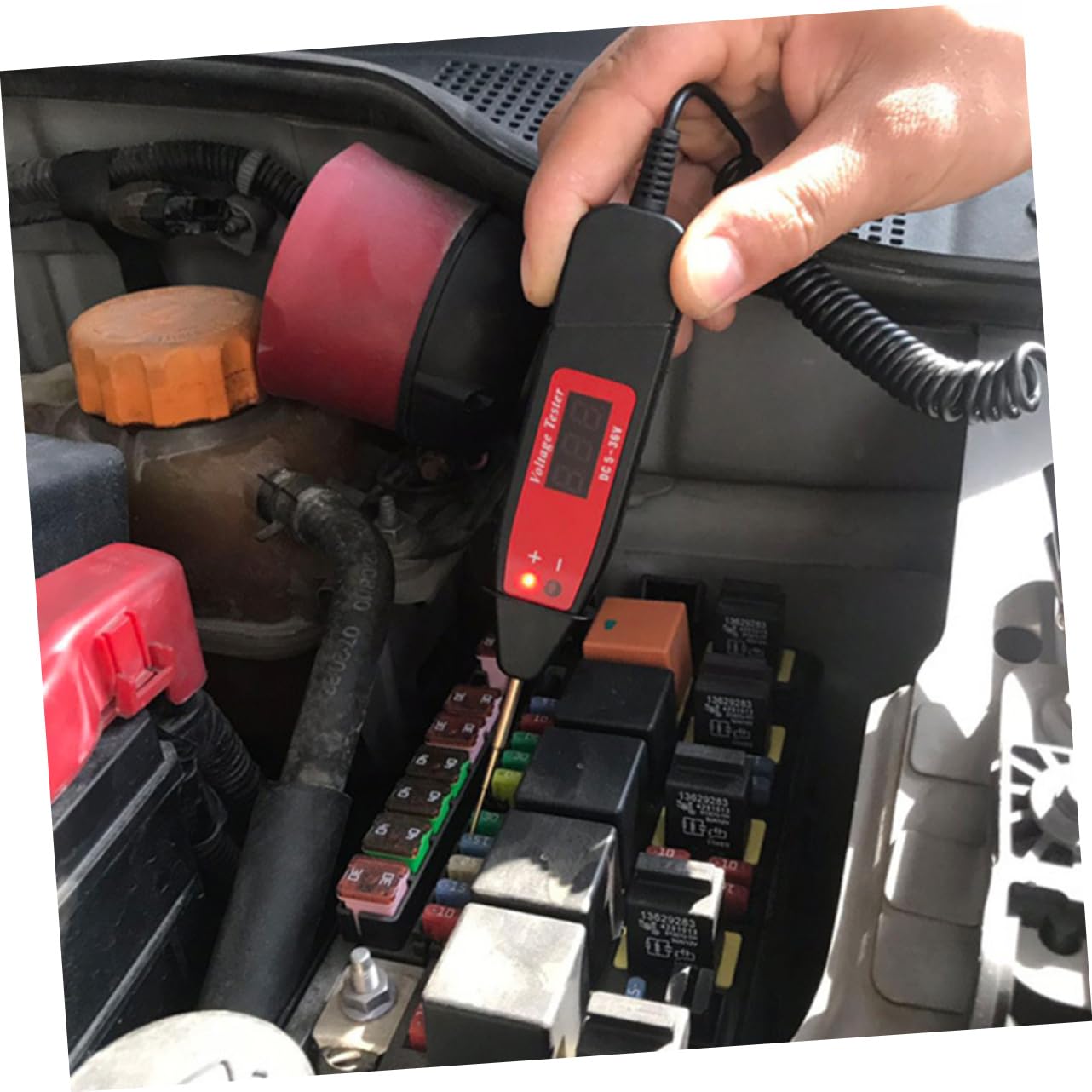 TOPBATHY 3 Pezzi Penna Tester Tensione Digitale per Auto Strumento Manutenzione Elettrica con Display LCD Cavo Estensibile e Prolunga per Controllo e Elettrici