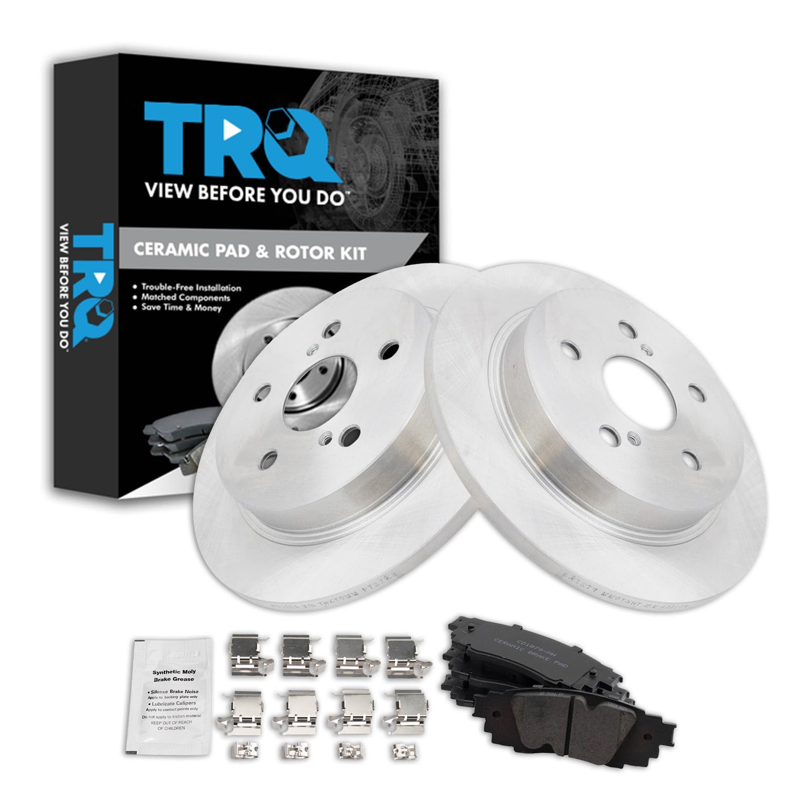 TRQ Rear Brake Pad and Rotor Set Ceramic Compatible with 2019-2020 Lexus UX250h