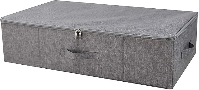iwill createpro Three-side Zipper Cover Basket, Collapsible Under-bed Storage Box for Blankets,Duvets, Comforters etc. Dark Gray