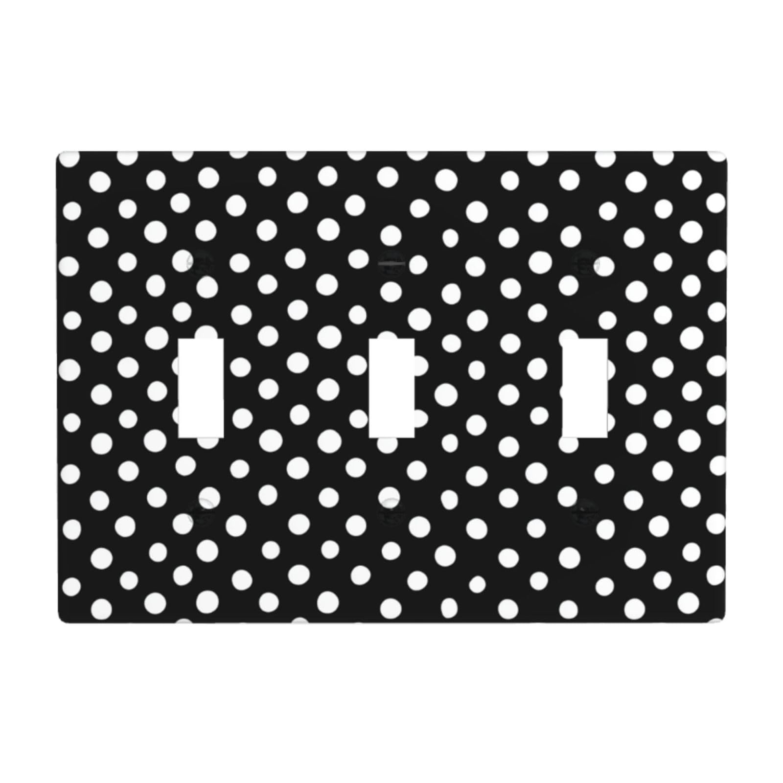 Black and White Polka Dot Pattern Light Switch Covers 3 Gang Triple Toggle Wall Plate Switchplate Electrical Faceplate for Bathroom Kitchen Bedroom Decor