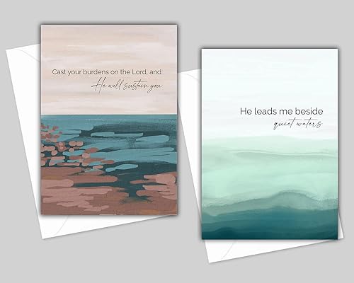 Miniatura 3 de Inspirational Bible Quotes Greeting Cards - Set of 10 All Occasion 5x7 Note Cards with Envelopes. Blank Inside. Assorted Religious Passages on