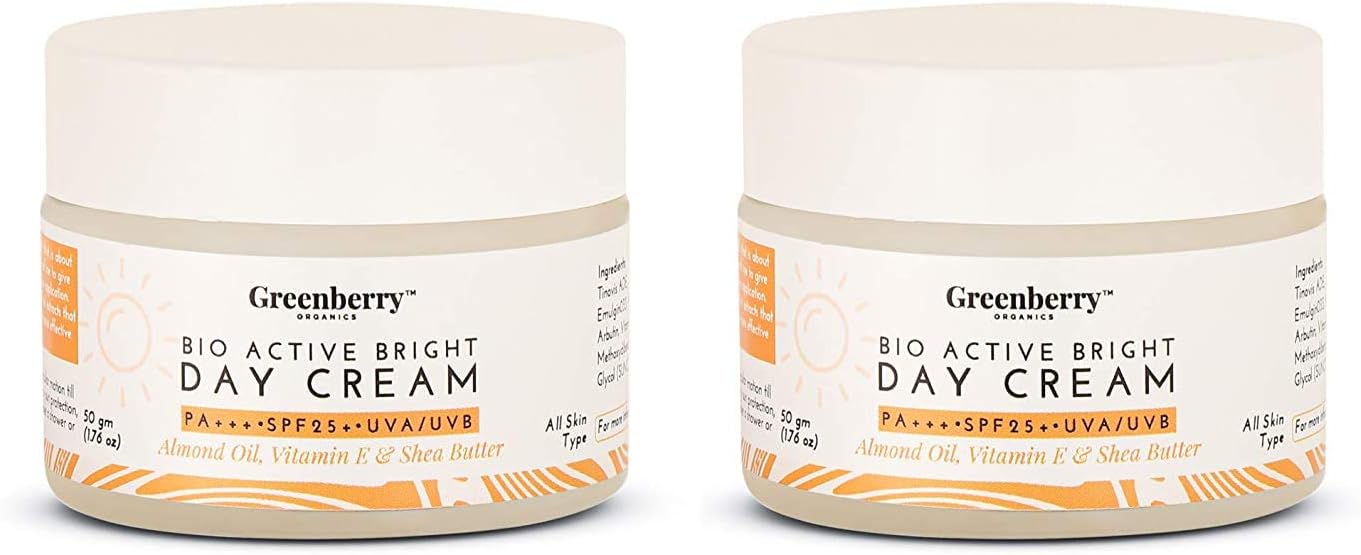 Bio Active Bright Day Cream, SPF 25+, Lightens, Brightens, PA+++. UVA/UVB Protection, Dark Spots, Pigmentation, 50 ML Pack Of 2, 120 ML X 2