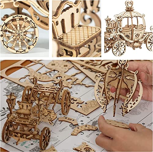 Rowood 3D Puzzles For Adults, Wooden Model Kits For Kids, Diy Stem Toy For Teens Boys And Girls Ages 8+ - Pumpkin Cart (182 Pieces) #TOP3