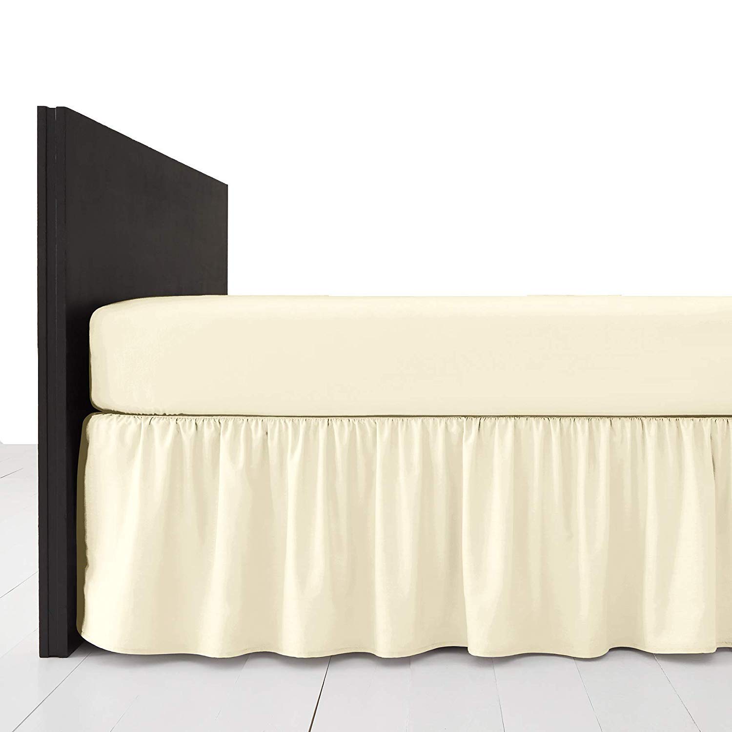 Bluemoon Bedding Poly Cotton Frilled Platform Base Valance Sheets (Cream, Double)