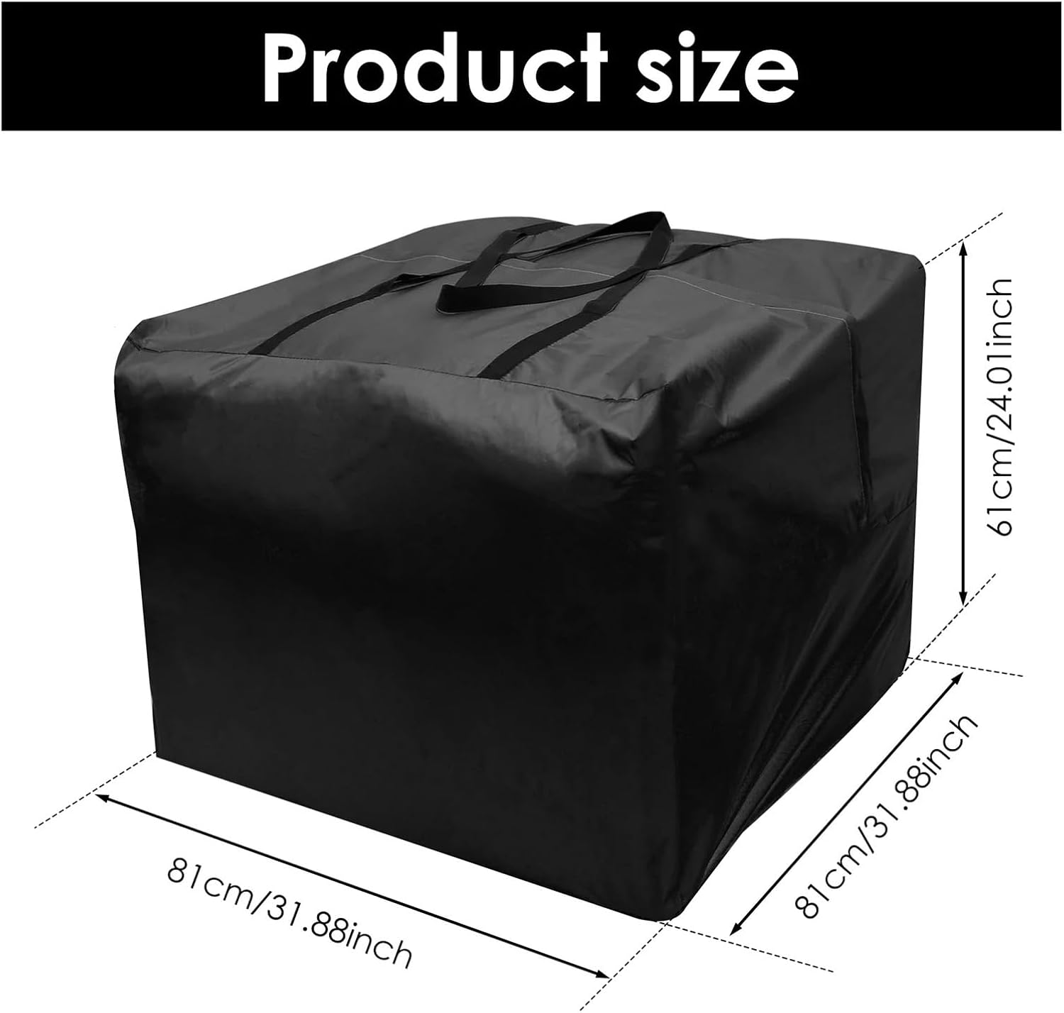 Extra Large Storage Duffle Bag Waterproof Cushion Storage Bag with Handles Large Capacity Outdoor Furniture Cover(Black)