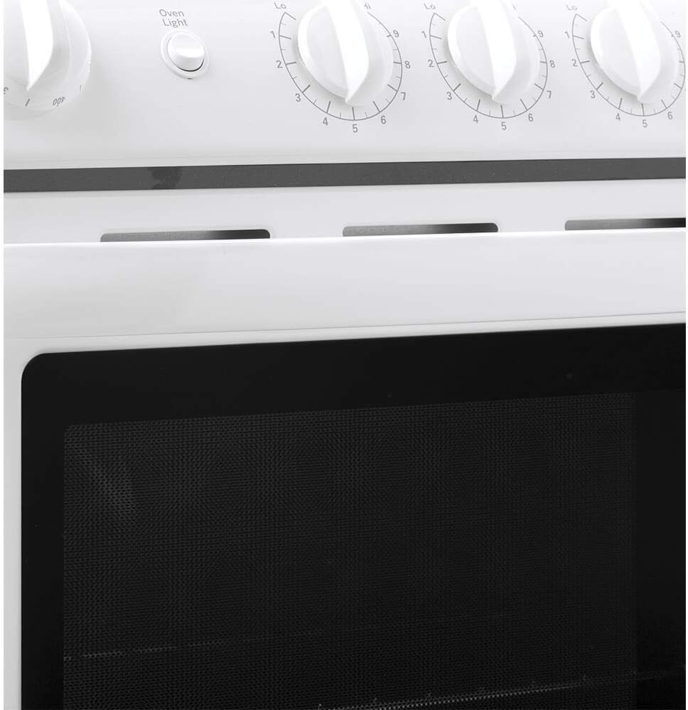 Hotpoint RAS240DMWW 24 Inch Freestanding Electric Range with 4 Coil Elements, 2.9 cu. ft. Oven Capacity, Standard Clean Oven, Sensi-Temp Technology, Lift-Up Cooktop, Chrome Drip Bowls, 2 Oven Racks