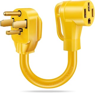 JIUWFOX NEMA 14-30P to 14-50R EV Charger Adapter, 30A Dryer Plug to 50A 14-50 Outlet for Tesla and Other EV Level 2 Charging.