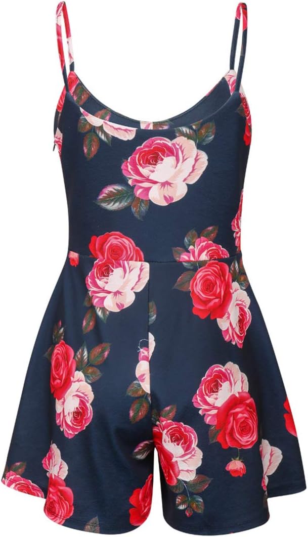 Amiliashp Womens Floral Rompers V Neck Boho Summer Beach Jumpsuit - Image 4