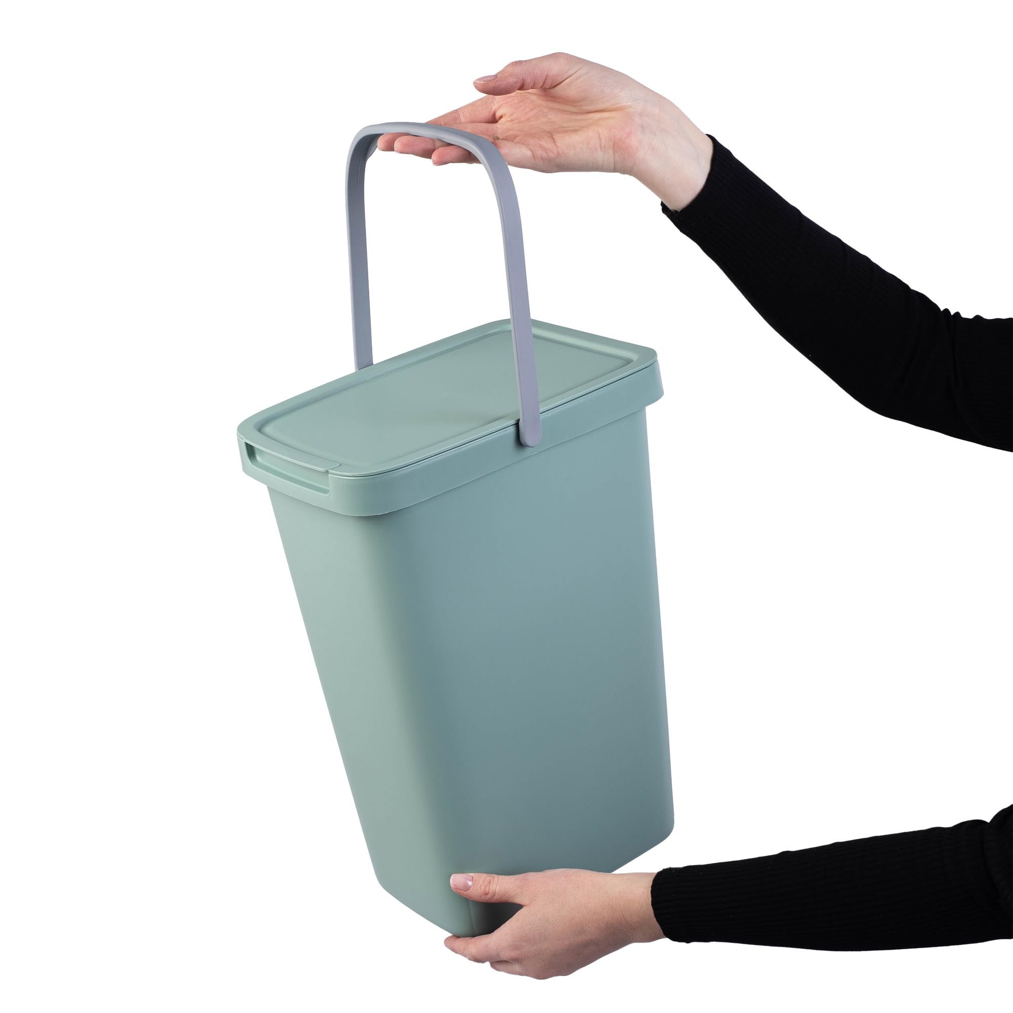 KADAX Poubelle 12 l Plastique rectangulaire avec Couvercle à charnière Vert