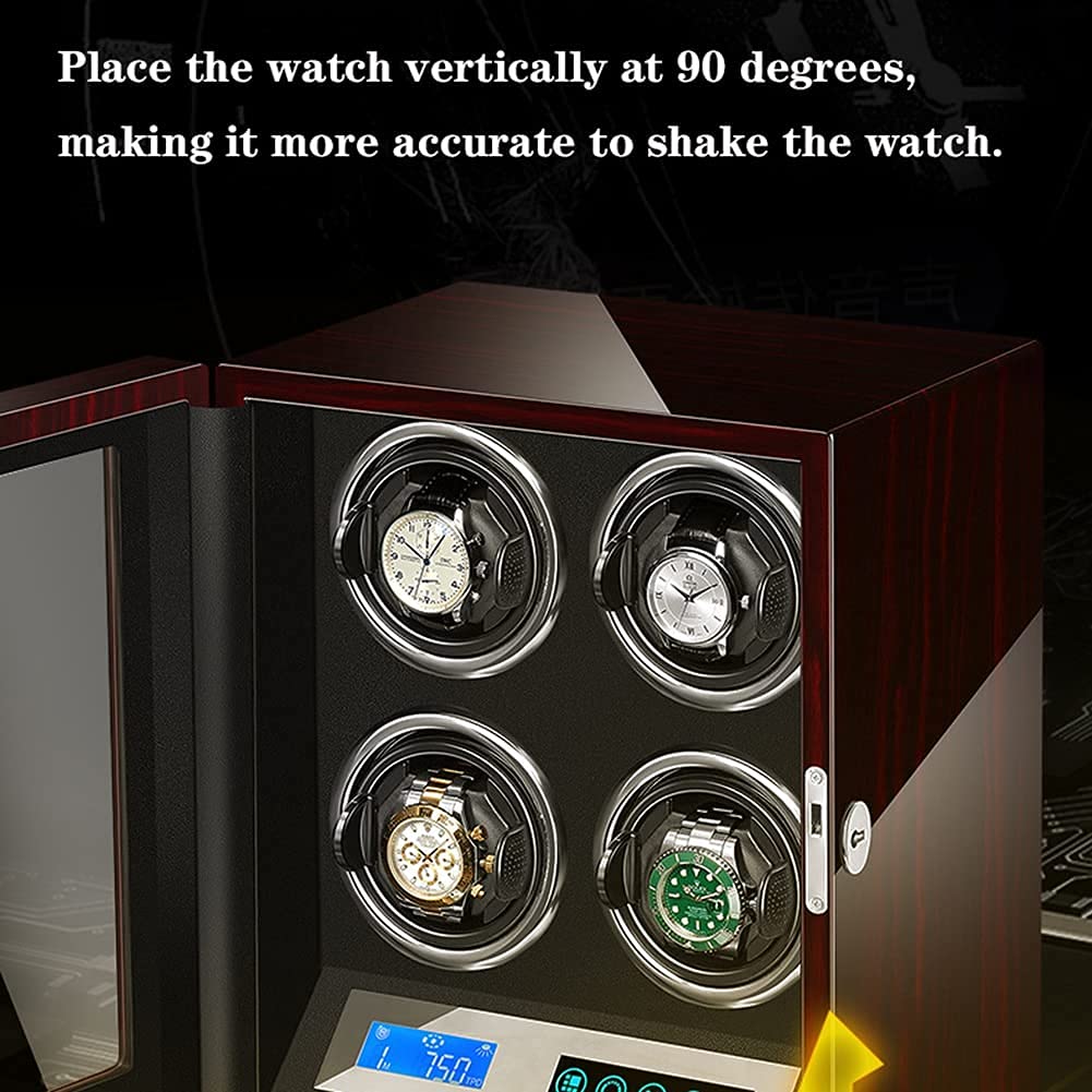 Automatischer Uhrenbeweger mit superleisem Motor, 15 Rotationsmodi, LED-Beleuchtung, LCD-Display, Touchscreen, Netzteilbetrieb，
