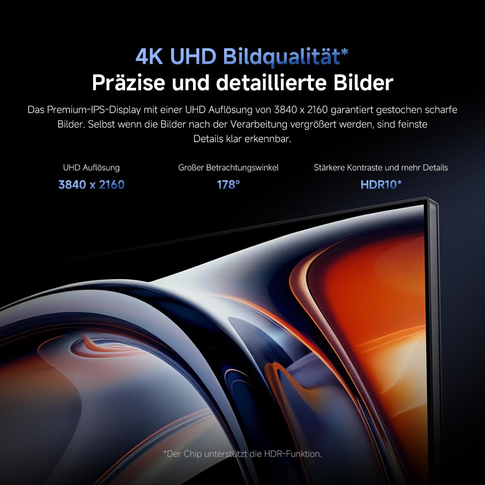 XIAOMI 4K Monitor A27Ui – 27 Zoll UHD IPS Display, 3840x2160, 100% sRGB, Delta E<1, USB-C 90W, höhenverstellbar, Low Blue Light | IPS,HDR10,95% DCI-P3,ΔE < 1,90 W Rückwärtsladen, TÜV-Zertifizierung für geringe Blaulichtemission(HDMI 2.0/DP 1.4/Type-C 90W)