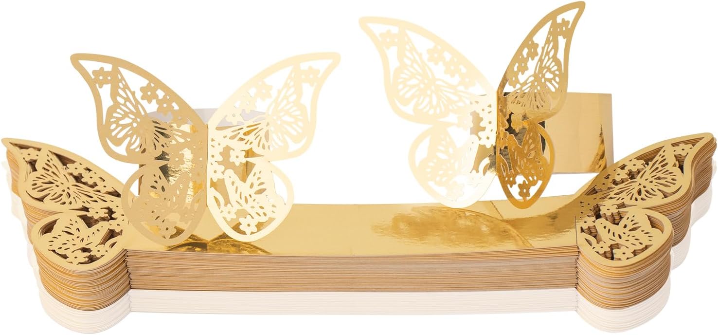 50 Stück Serviettenringe Schmetterlinge - Lila Tischdekoration Für Feiern