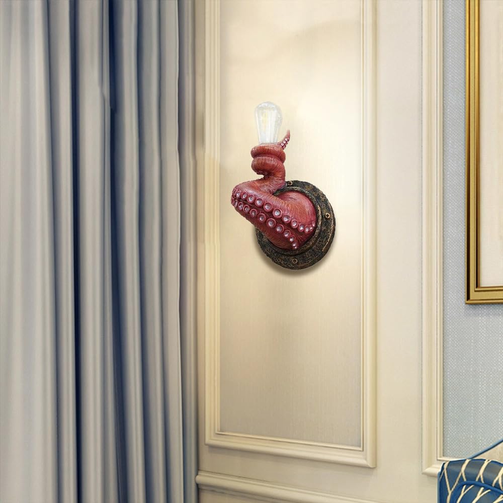 Kinkiet W Kształcie Ośmiornicy W Stylu Retro, Lampa W Kształcie Macki, Zasilany Baterią 3-watową Led, Dekoracja W Stylu Pirackim, Kreatywna Lampa ścienna Z żywicy