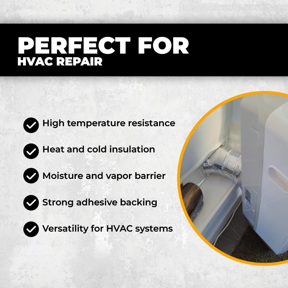 WOD Aluminum Foil Tape - 6 inch x 50 yd. Heat Shield Reflective Sealant Tape - Ideal for HVAC, Duct, Pipe, and Metal Insulation and Repair Home or Business Uses AFTR36