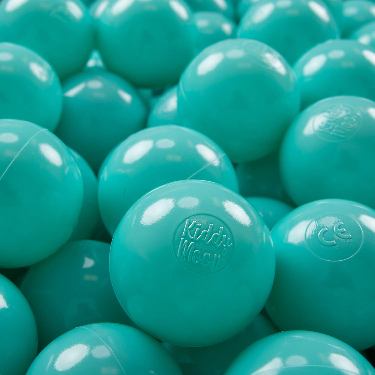 KiddyMoon 100 ∅ 7Cm/2.75In Soft Plastic Play Balls For Children Colourful Certified Made In EU, Light Turquoise — image 1