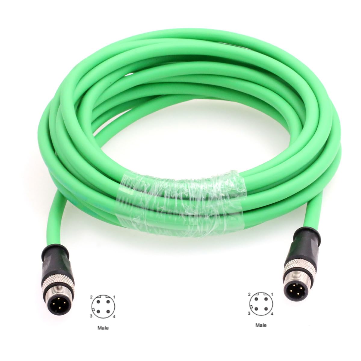 HangTon Cavo Ethernet di rete CAT5e M12 a 4 pin per sensore industriale Baumer Sick Omron Keyence Camera Profinet, codificato D-Coded a D-Coded verde 30M
