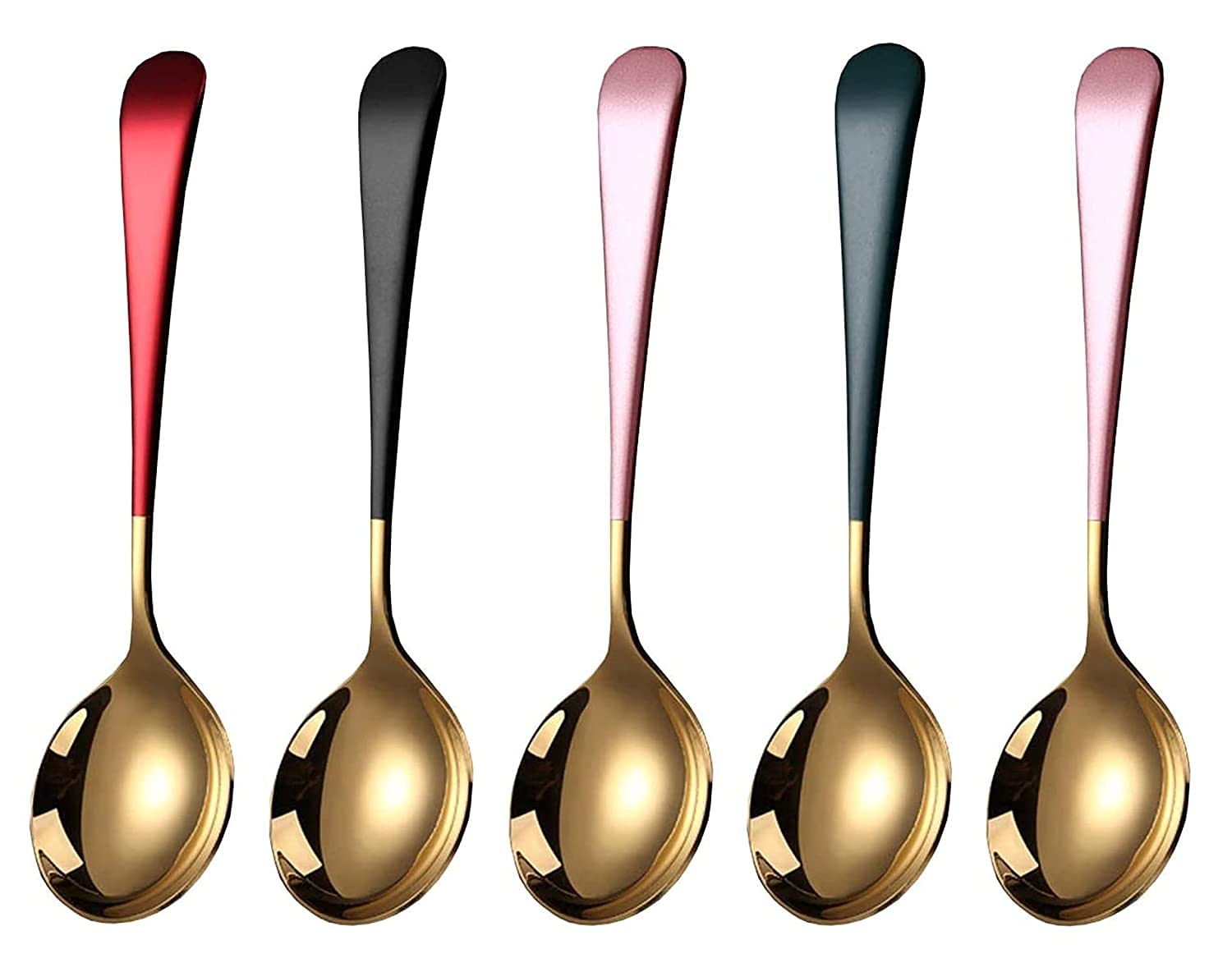 Golden Round Head Spoons, sus 304 Modern and Fashionable Thick 7.2 in Spoon Used for Soup, Grain, Dessert, Fruits, Milk Tea, Coffee (Set of 6) — Amazon image 9