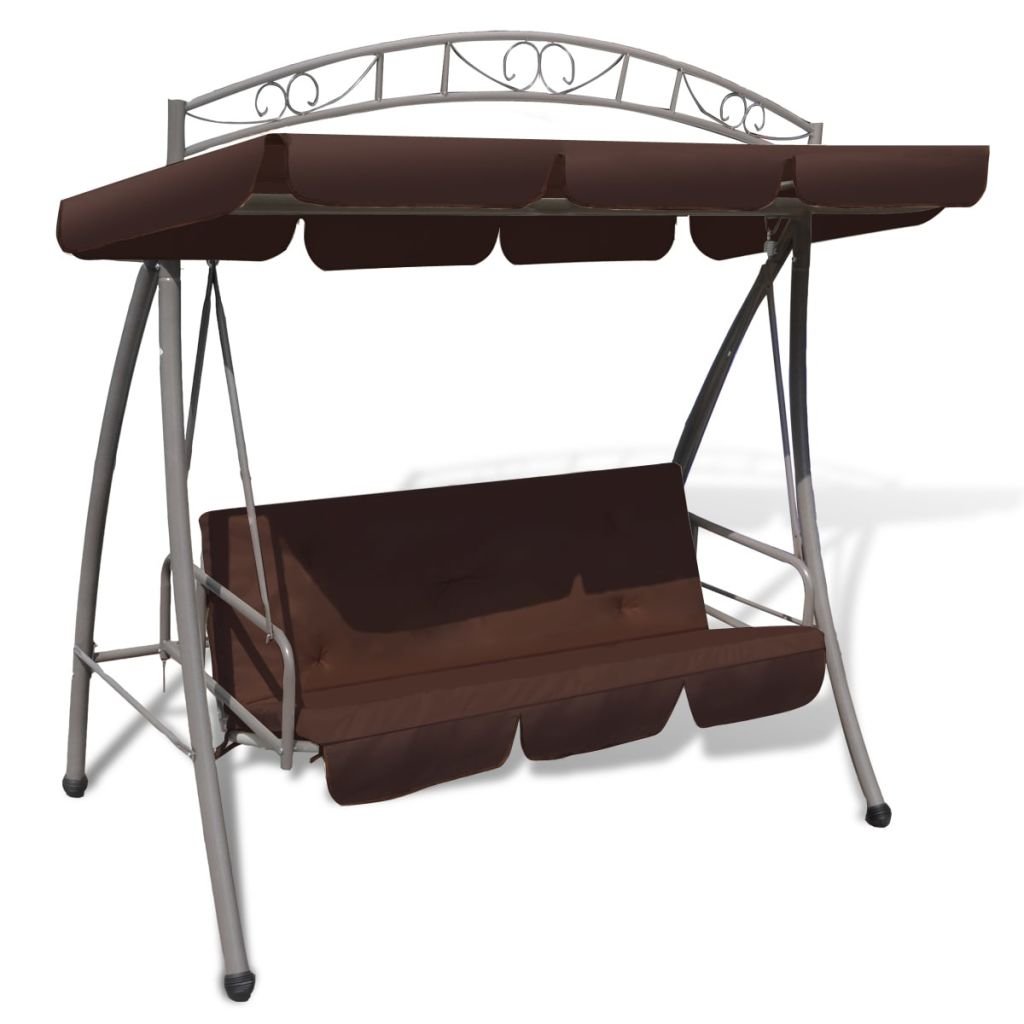 Gecheer Panchina a Dondolo da Giardino con Baldacchino,Dondolo con Baldacchino da Esterno,Dondolo 3 Posti per Esterni,Panchina Swing Altalena da Giardino,Dondolo da Esterno con Tettuccio Bianco Sabbia