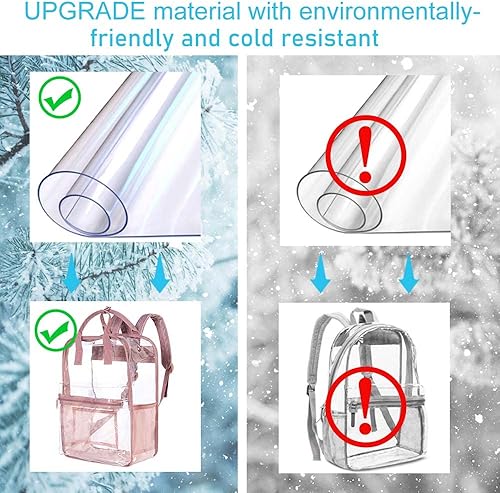 Miniatura 4 de FTJCF Mochila transparente bolsa de libros transparente aprobada por el estadio bolsa escolar transparente de PVC resistente Rosado