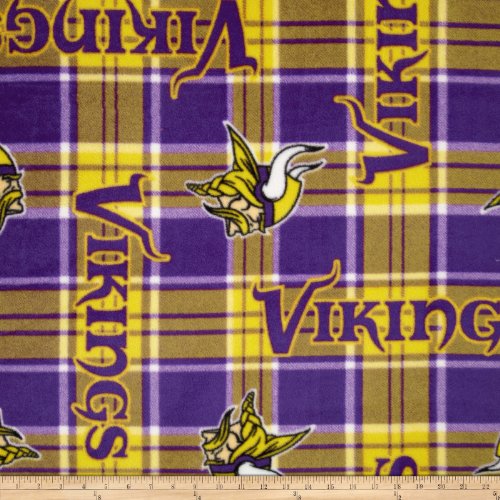Fabric Traditions NFL Fleece Minnesota Vikings Plaid, Yard, Multi