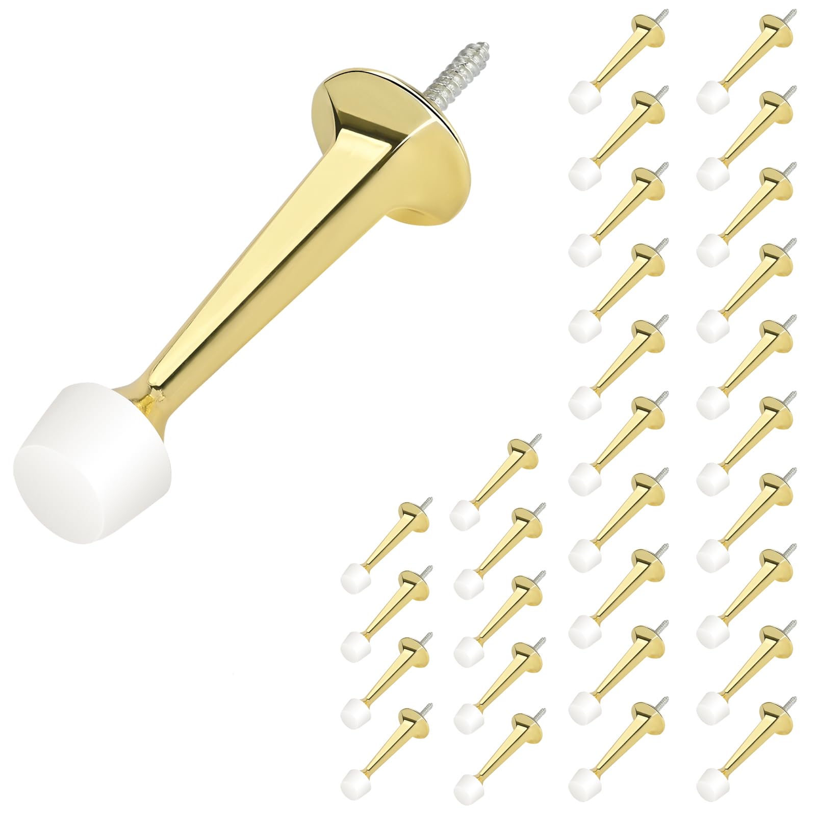 HOMOTEK 30Pack Heavy Duty Solid Rigid Door Stop with Soft Rubber Tip, Zinc Die Cast Door Stopper Protect Wall & Door, Gold โ image 1